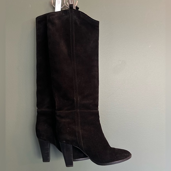 Isabel Marant Suede Gaucho Knee-High Pullover Boots Black 37 GUC - Picture 7 of 10